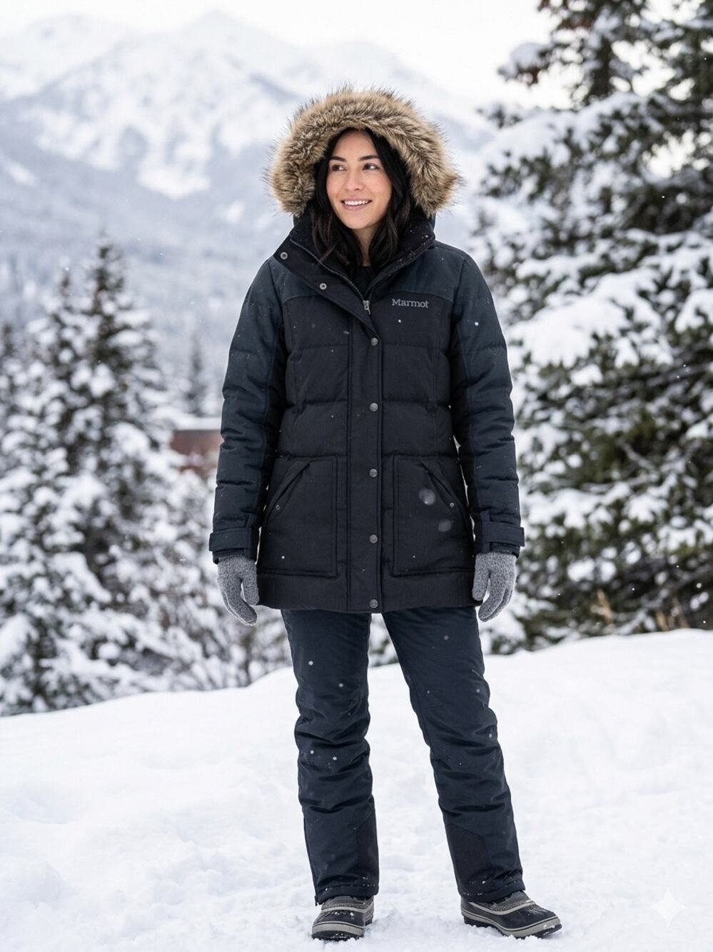 Marmot Women's 700 Fill Down Insulated Winter Puffer Coat Heavy Parka Large